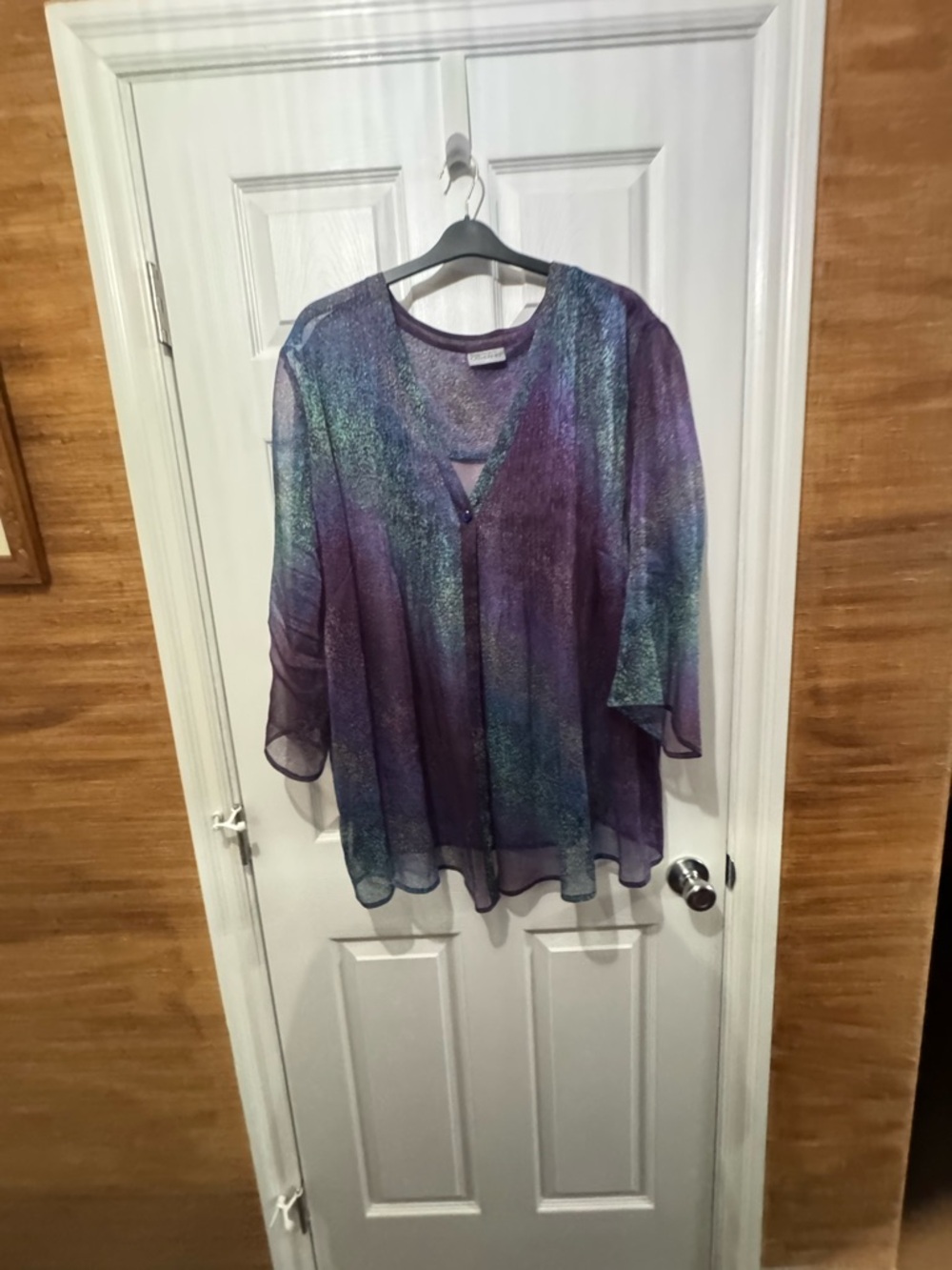 Catherines Iridescent Purple & Teal Sheer Tunic
